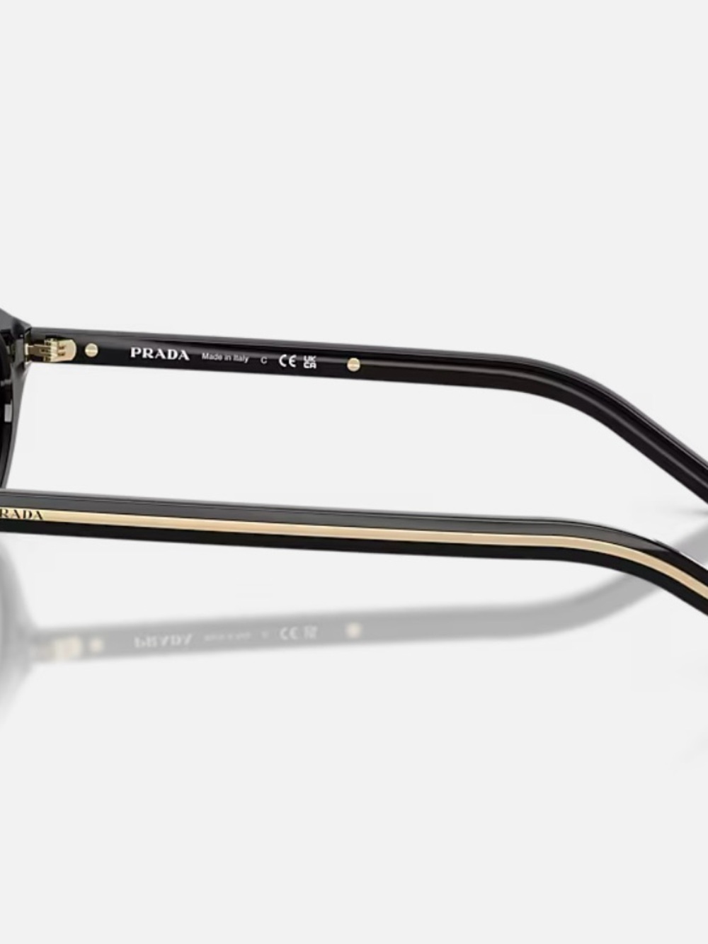 Prada Black Cat-Eye Sunglasses with Gold Accents - Picture 3 of 12